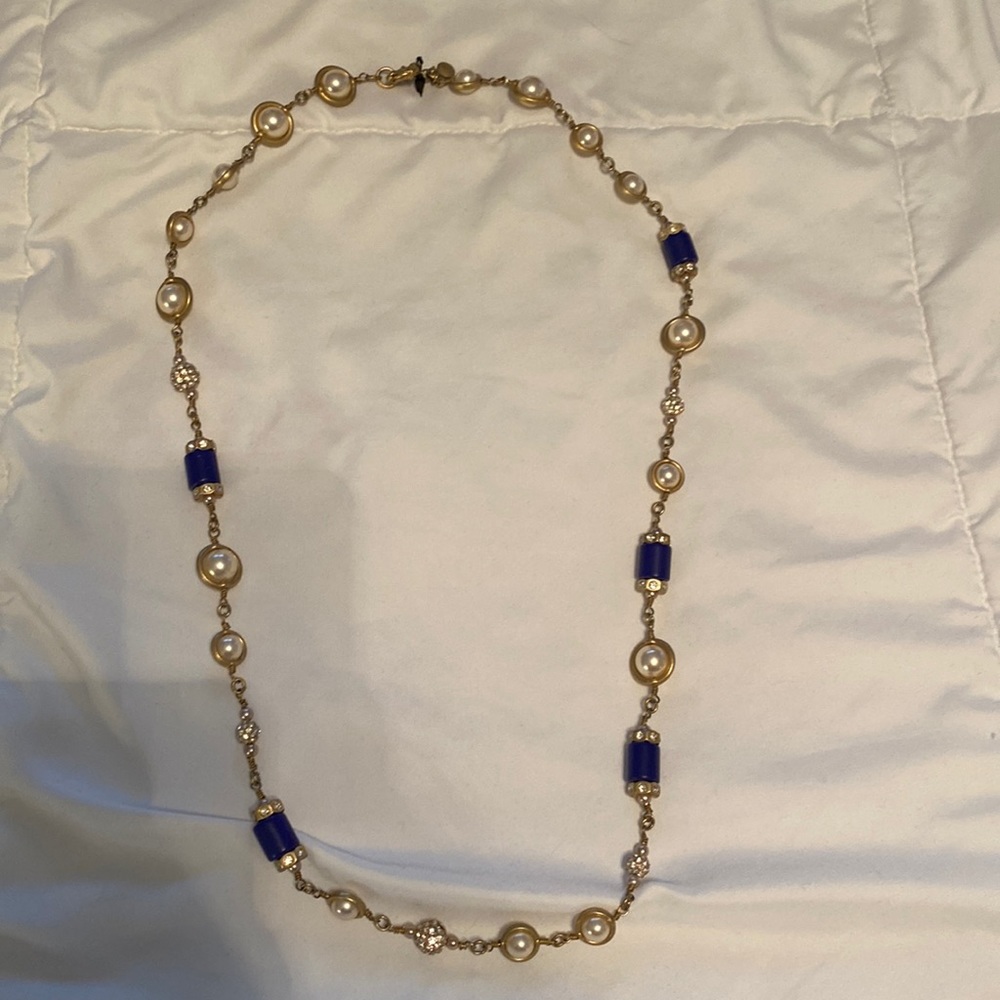 Jcrew blue/gold and pearl necklace.